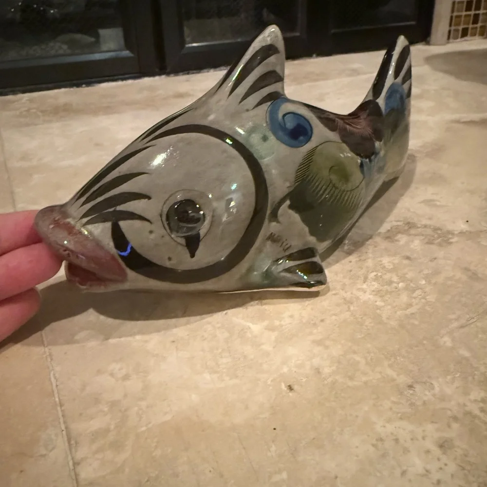 Vintage Hand Painted Ceramic Tonala Fish Made In Mexico